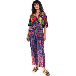 FARM Rio Blue Macaw Flight Belted Paperbag Pants in Size Medium